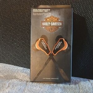 NWT Harley-Davidson Black and Orange Earphones